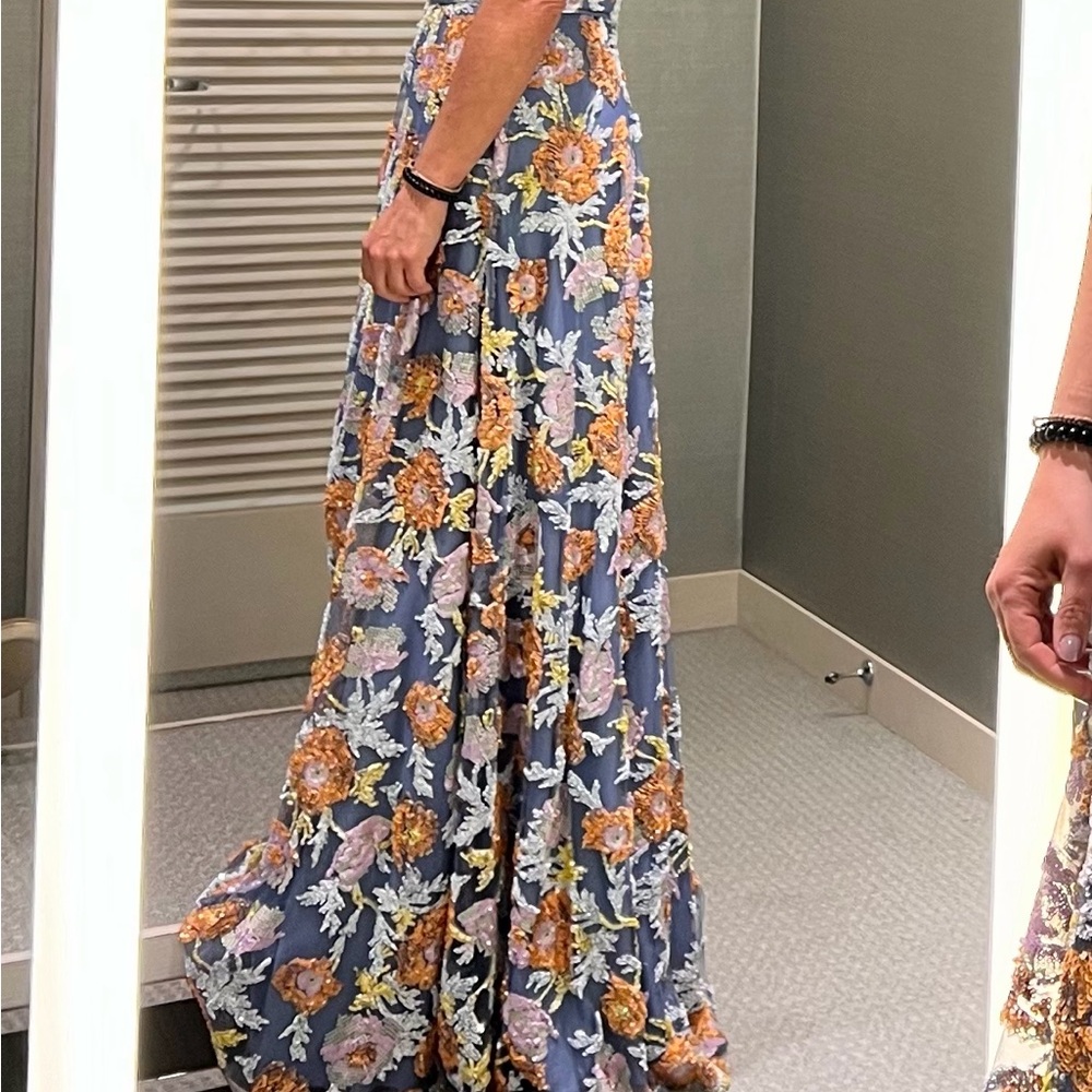 Jovani Puff-Sleeve Floral Sequin Gown - Picture 7 of 9